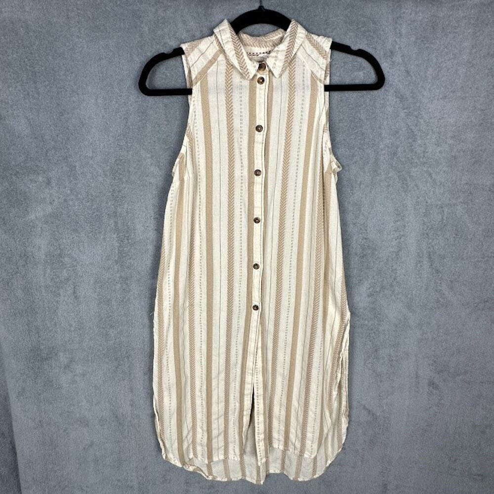 Anthropologie Top Womens Extra Small Brown Striped Delphie Tunic Boho Resort